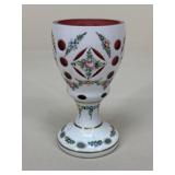 Bohemian Chalice / Overlay Glass Cut to Cranberry