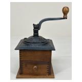 Vintage Cast Iron & Wood Coffee Grinder