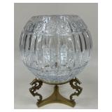 Crystal Rose Bowl on Brass Stand