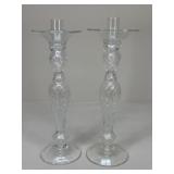 Pair Of Large Glass Candelabras