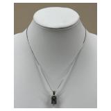 Sterling Silver Necklace w/  Box Pendant