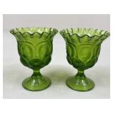 Green Glass Compotes / 2 pc