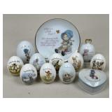 Holly Hobbie Plate, Bell, Trinket Dish, & Eggs