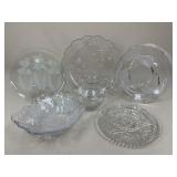 Glass Serving Trays, Bowls, & Pitcher