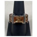 Sz 8 Sterling Silver Ring w/ Stone