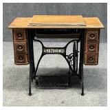 Antique Singer Sewing Machine & Table
