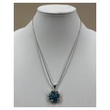 Sterling Silver Necklace w/ 18k GP & Stone Pendant