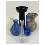 Glass & Pottery Vases / 6 pc