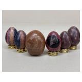 Decorative Carved Stone Eggs w/ Stands|6 pc