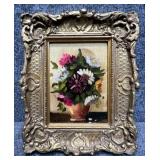 Original Floral Painting on Panel Signed