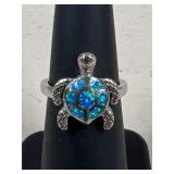 Sz 5 Sterling Silver Ring w/ Opal