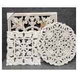 Carved white Wash Wall Medallions 3/pc