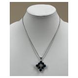 Sterling Silver Necklace w/ 18k GP & Stone Pendant