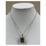 Sterling Silver Necklace w/ Box Charm