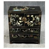 Lacquer Console w /  Intricate Stone Accent