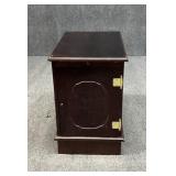 Wood Side Table w/ Tray & Door