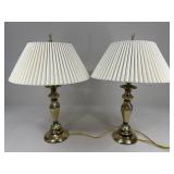 Pair Of Brass Lamps w/ Shades