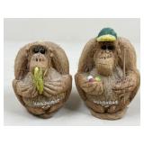Honduras Coconut Monkey Figures/ 2 pc