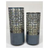 Pair of Decorative Metal Candle Holders w/ Candles