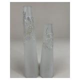 Pair Of Butterfly Frosted Glass Vases