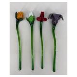 Glass Flowers|4 pc