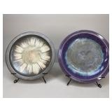 Large Decorative Pottery Plates w/ Stands|4 pc