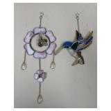 Stained Glass Hanging Flower & Humming Bird