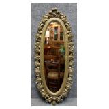 Long Oval Framed Mirror w/ Rose Detail