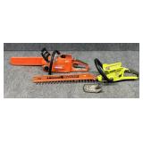 Cordless Echo Chainsaw & Ryobi Hedge Trimmer