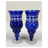 Pair Of Cut Crystal Candle Holders