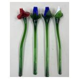 Art Glass Floral Stems / 4 pc