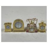 Quartz & Elgin Mini Clocks / 4 pc
