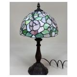 Metal Lamp W/ Stained Glass Shade