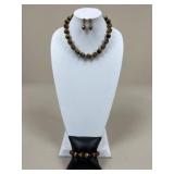 Tigers Eye Necklace, Bracelet, & Earring Set