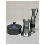 Pewter Candle Holder/Lotus Box/Pitcher