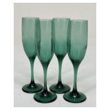 Libbey Emerald Green Champagne Flutes|4 pc