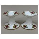 Pair Of Royal Albert Porcelain Candlestick Holders