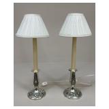 Pair Of Metal Base Candlestick Lamps