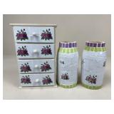 Pair Of Mosaic Vases & Drawers