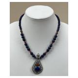 Beaded Necklace w/ Sterling Silver Pendant