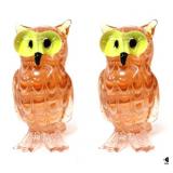 Fitz & Floyd Glass Owl Figurines / 2 pc