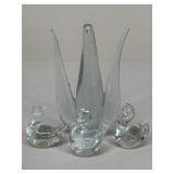 Clear Glass Bird Figures|4 pc