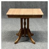Carved Wood Parlor Table w / Marble Top
