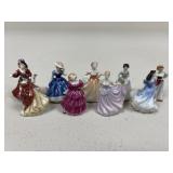 Royal Doulton Porcelain Lady Figures / 9 pc