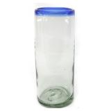 Blown Glass Vase w/ Blue Rim