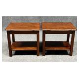 Pair of Hand Crafted Wood End Tables