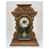 Vintage Wood Mantle Clock W/ Key