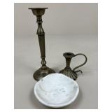 Magnolia Marble Bowl & Metal Candle Holders