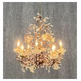 Antique Metal & Glass Chandelier