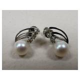 14k Gold & Diamond Clip On Earrings